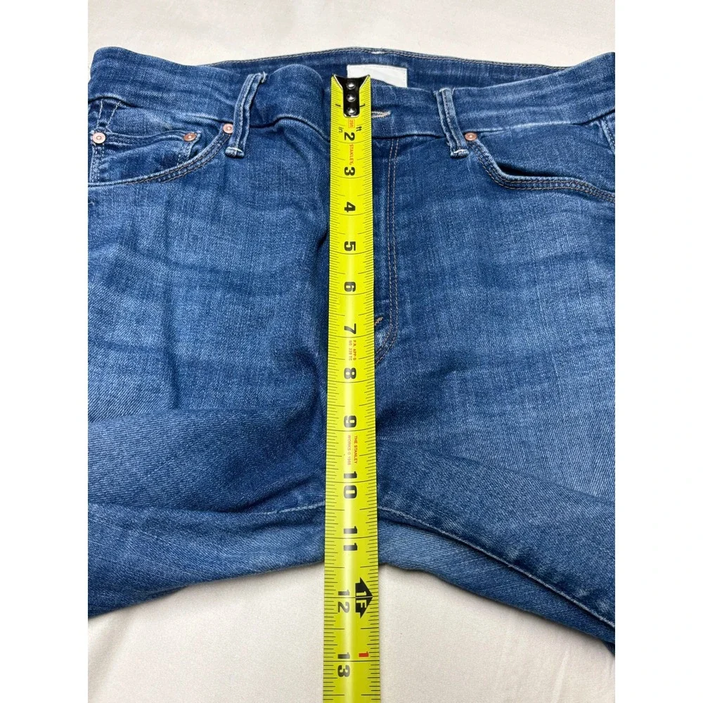 MOTHER High Waisted Looker Ankle Fray Jeans Goin' For Gold Blue Women Size 27X29